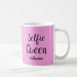Selfie Queen Name Personalised Pink Coffee Mug