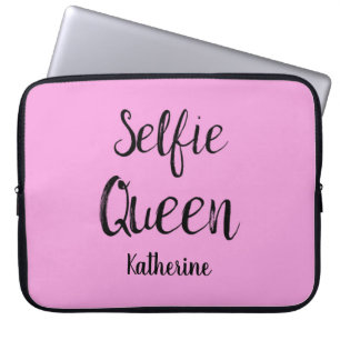 Selfie Queen Name Personalised Pink Laptop Sleeve