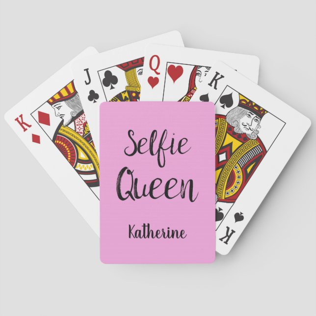 Selfie Queen Name Personalised Pink Playing Cards (Back)