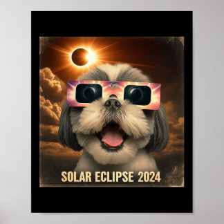 Selfie Shih Tzu Kids Mens Solar Eclipse  Poster