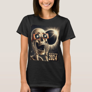 Selfie Skeleton Kids Mens Solar Eclipse 2  T-Shirt