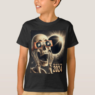 Selfie Skeleton Kids Mens Solar Eclipse 2 T-Shirt