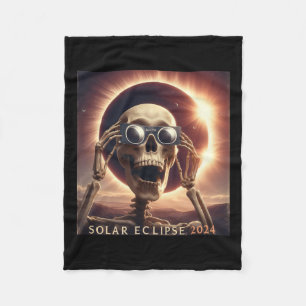 Selfie Skeleton Kids Mens Solar Eclipse Fleece Blanket