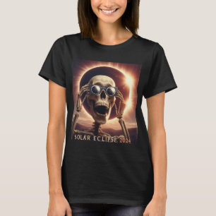 Selfie Skeleton Kids Mens Solar Eclipse T-Shirt