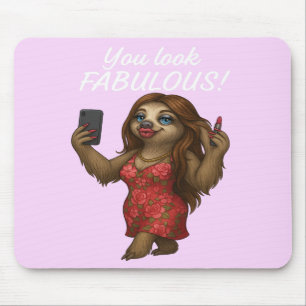 Selfie Sloth – Fabulous in Floral Mouse Mat