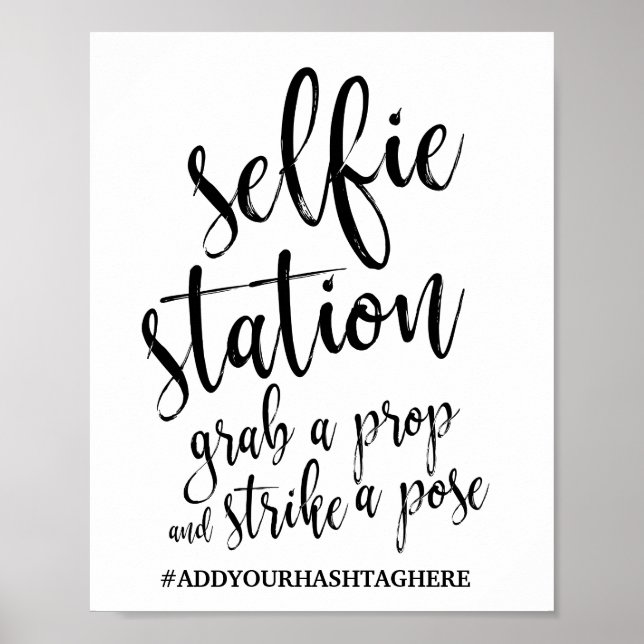 Selfie Station Black and White 8x10 Wedding Sign (Front)