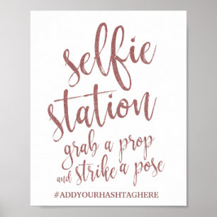Selfie Station Rose Gold Glitter 8x10 Wedding Sign