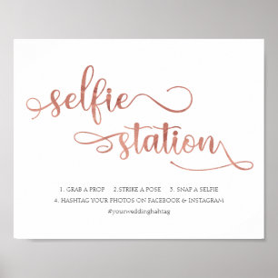 "Selfie Station" rose gold Trendy Wedding Sign