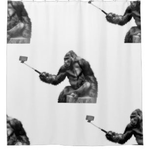 selfie stick bathroom shower curtain