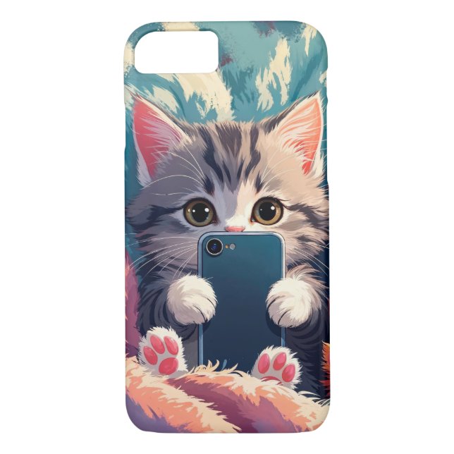 Selfie Time – Cute Kittens with Phones Case-Mate iPhone Case (Back)