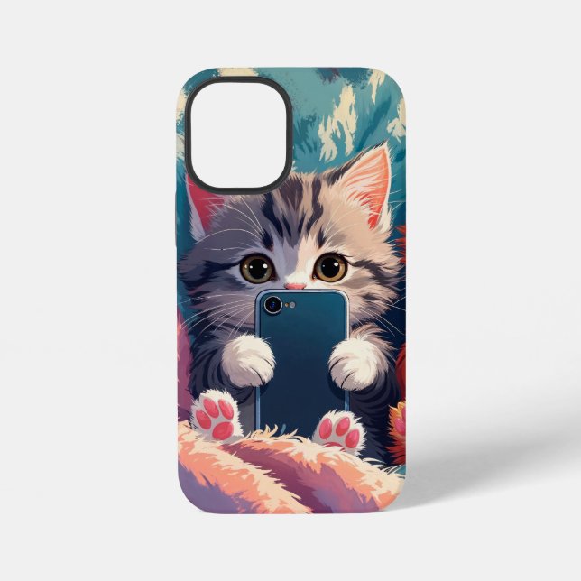 Selfie Time – Cute Kittens with Phones iPhone Case (Back)