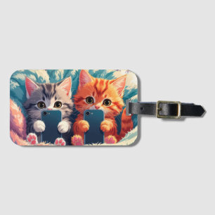 Selfie Time – Cute Kittens with Phones Luggage Tag