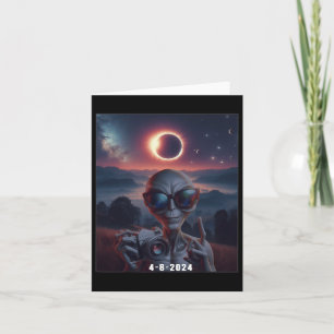 Selfie With Solar 2024 Eclipse Wearing Gles Retro Card