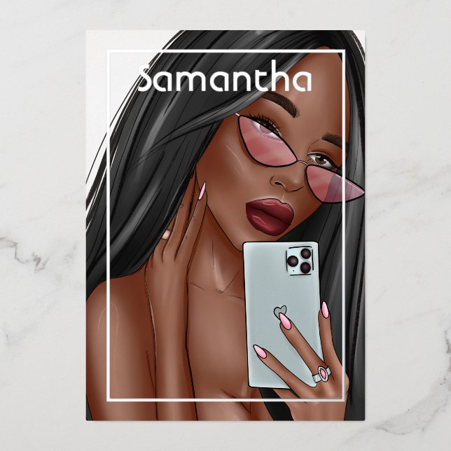 Selfie Woman Birthday Party Foil Invitation (Front)