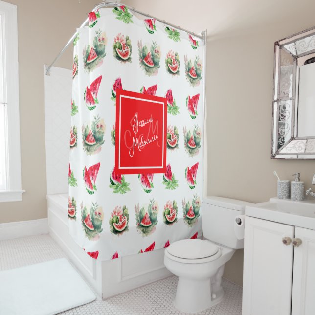 Selfish Watermelon Summer Shower Curtain (In Situ)