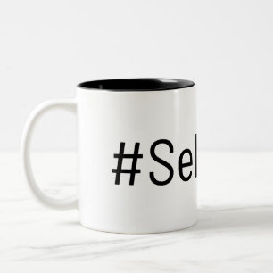 SelfLove Hashtag Minimalist Black Text Design Two-Tone Coffee Mug