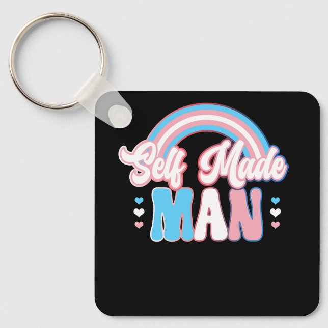 Selfmade Man Gay Trans Pride Flag Transgender Funn Key Ring (Front)