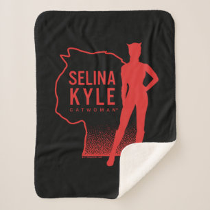 Selina Kyle Catwoman Outline Logo Sherpa Blanket