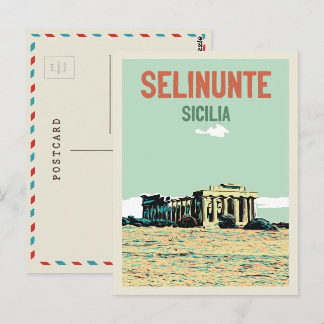 Selinunte, greek ruins illustration Sicily Italy P Postcard (Front/Back)
