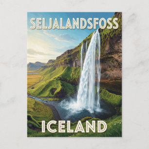 Seljalandsfoss Iceland Waterfall Travel Landscape Postcard