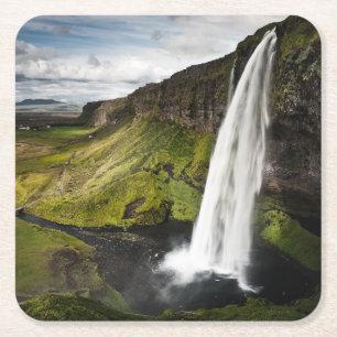 Seljalandsfoss Waterfall   Iceland Square Paper Coaster