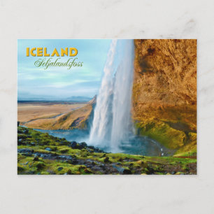 Seljalandsfoss Waterfall in Iceland Postcard