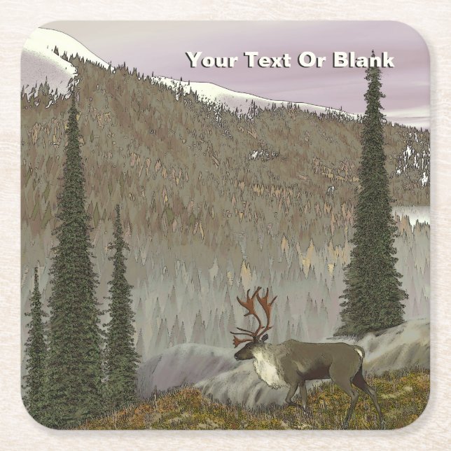 Selkirk Caribou Square Paper Coaster (Front)