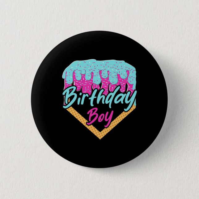 Sell 10 Year Old Ice Cream Drip 10th Birthday Boy  6 Cm Round Badge (Front)