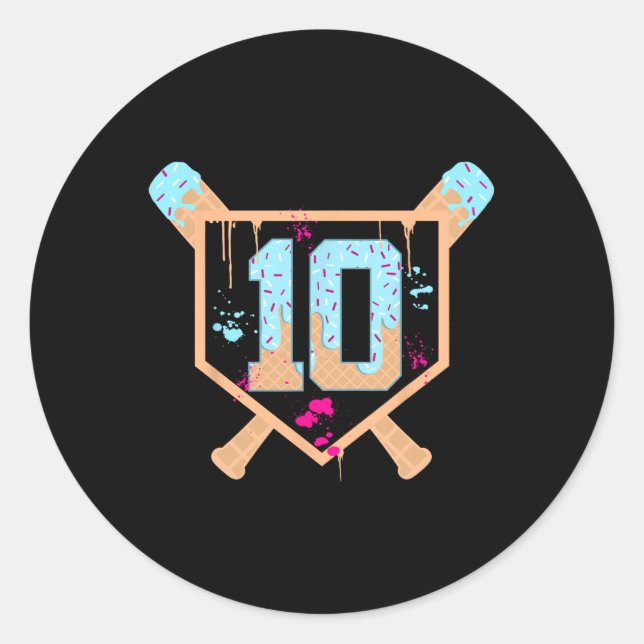 Sell 10 Year Old Ice Cream Drip 10th Birthday Boy  Classic Round Sticker (Front)