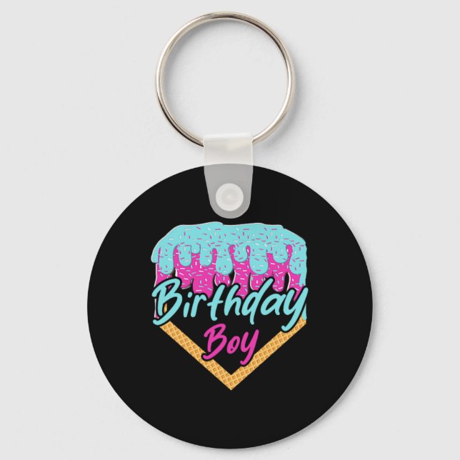 Sell 10 Year Old Ice Cream Drip 10th Birthday Boy  Key Ring (Front)