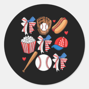 Sell 4th Of July Coquette Bow Women Girls Sell Mom Classic Round Sticker