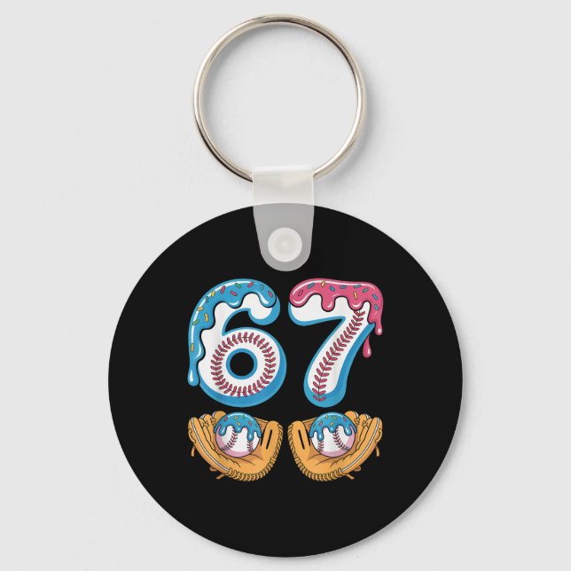 Sell 67 - Ice Cream Drip 67 Meme Funny Player _4  Key Ring (Front)