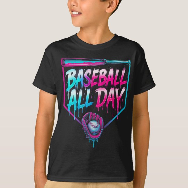 Sell All Day Ice Cream Dripping Sell Home Plate Dr T-Shirt (Front)