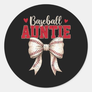 Sell Auntie Coquette Bow Game Day Mothers Day Classic Round Sticker