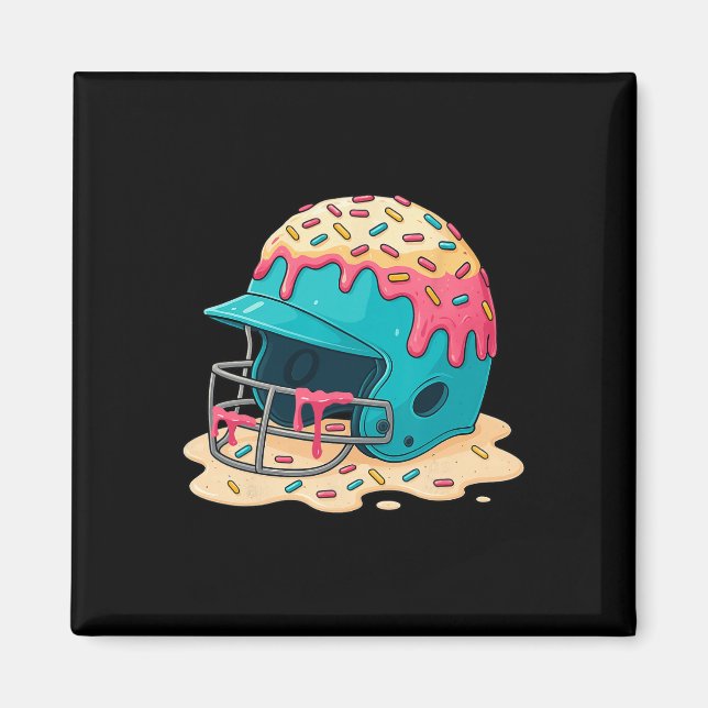 Sell Catcher Helmet With Face Mask Ice-cream Dripp Magnet (Front)