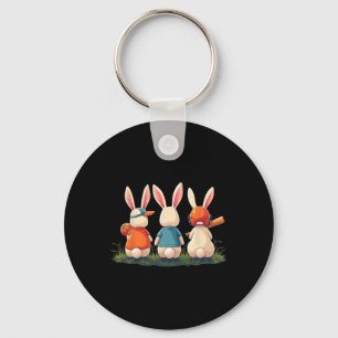 Sell Cute Easter Sports Bunnies Sketll Footll Key Ring