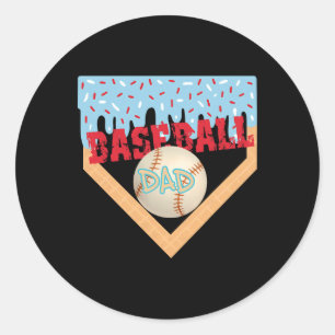 Sell Dad Home Plate Ice Cream Drip Father's Day Da Classic Round Sticker
