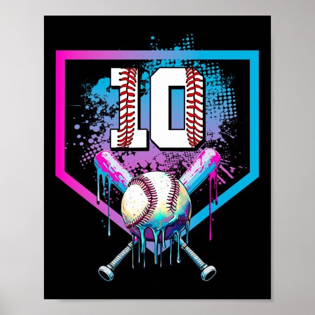 Sell Drip 10th Birthday Home Plate Boy Youth 10 Ye Poster (Front)