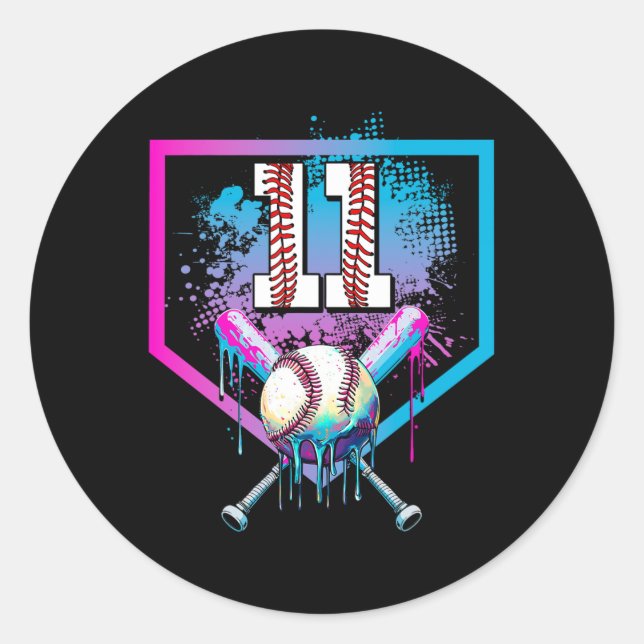 Sell Drip 11th Birthday Home Plate Boy Youth 11 Ye Classic Round Sticker (Front)