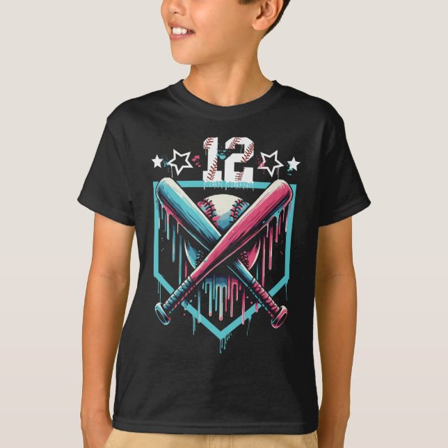 Sell Drip 12th Birthday Boys Number 12 Youth 12 Ye T-Shirt (Front)