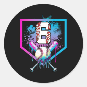 Sell Drip 6th Birthday Home Plate Boys Youth 6 Yea Classic Round Sticker