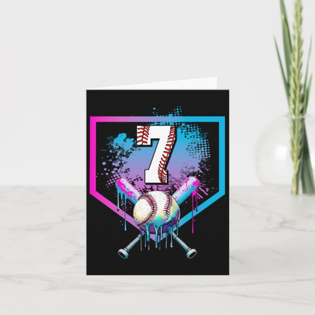Sell Drip 7th Birthday Home Plate Boys Youth 7 Yea Card (Front)