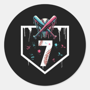 Sell Drip 7th Birthday Home Plate Boys Youth 7 Yea Classic Round Sticker