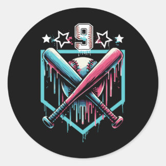 Sell Drip 9th Birthday Boys Number 9 Youth 9 Year  Classic Round Sticker