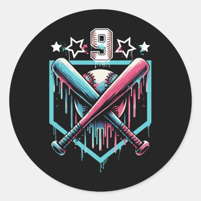 Sell Drip 9th Birthday Boys Number 9 Youth 9 Year  Classic Round Sticker (Front)