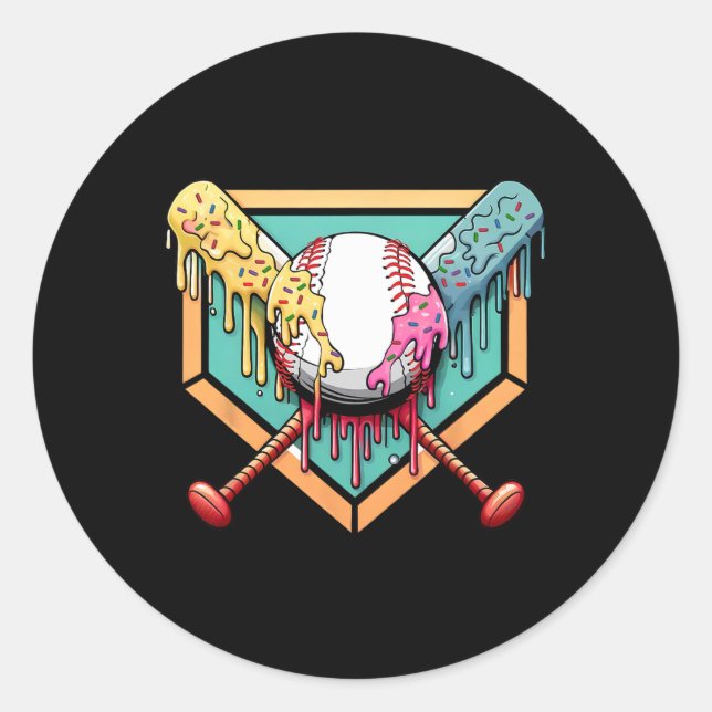 Sell Drip Boys Home Plate Youth Sports Respect The Classic Round Sticker (Front)