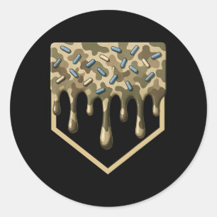Sell Drip Camo Home Plate Boys Sports Cool Game Da Classic Round Sticker