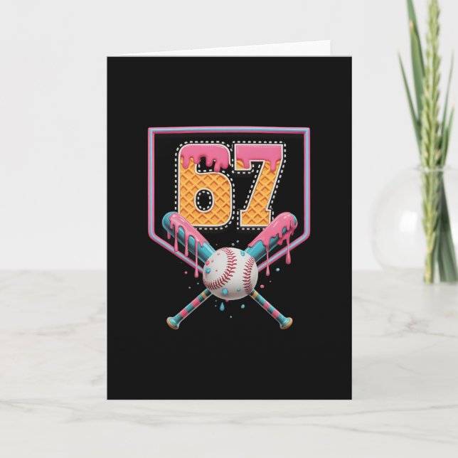 Sell Drip Number 67 Fun Six Seven 6 7 Meme Design  Card (Front)