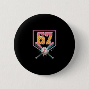 Sell Drip Number 67 Fun Six Seven 6 7 Meme Design  Cm Round Badge
