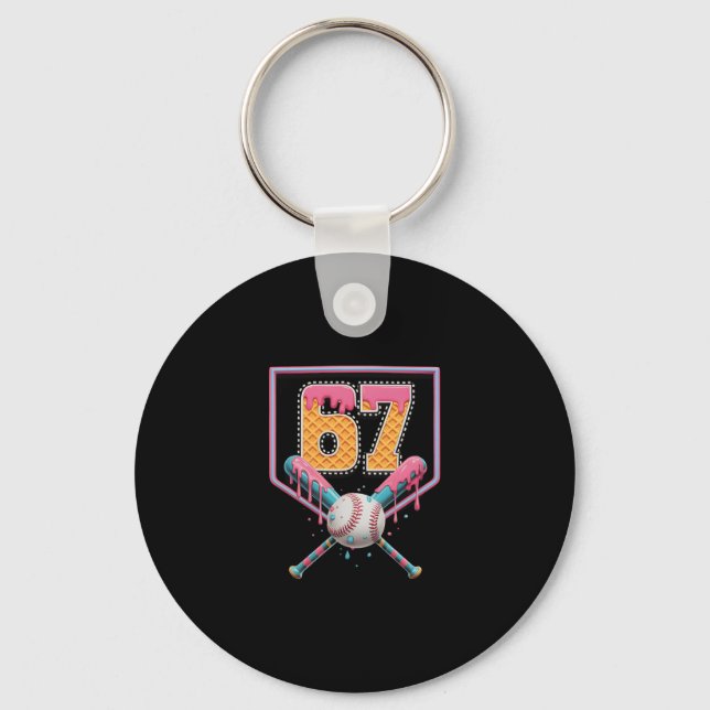 Sell Drip Number 67 Fun Six Seven 6 7 Meme Design  Key Ring (Front)